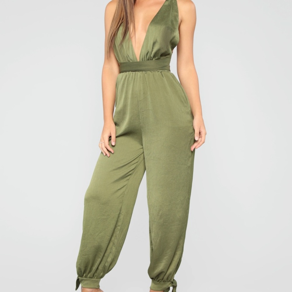 Satin jogger jumpsuit
